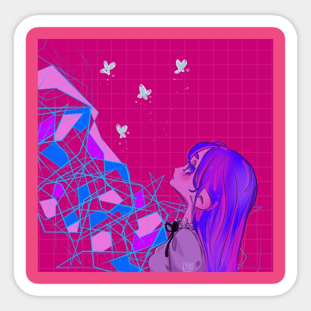 Cyber Moth Vaporwave Sticker by Pinkupyon 